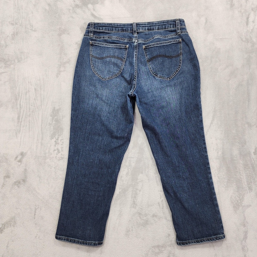 Lee Jeans‎ Womens 10 Blue Mid Rise Capri Crop Regular Fit Stretch Denim Casual